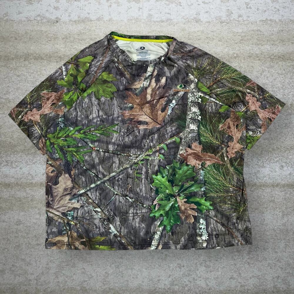 Vintage 90s Mossy Oak Shirt Men 2XL Hunting Camo Polyester Short Sleeve Woodland